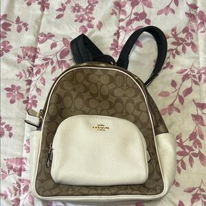 Coach Signature Brown and Cream Backpack